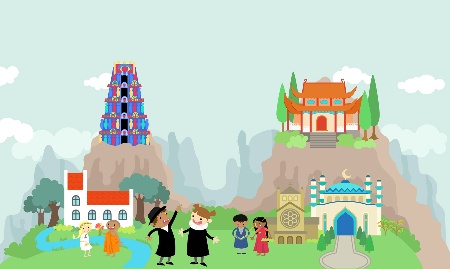 illustration-illustrator-tegning-tegner-religion-kristendom-buddisme-malene-hald-folkeskolen-undervisning-1
