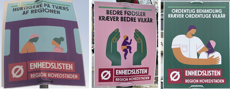 Enhedslistens plakater af Rikke Winkler Nilsson